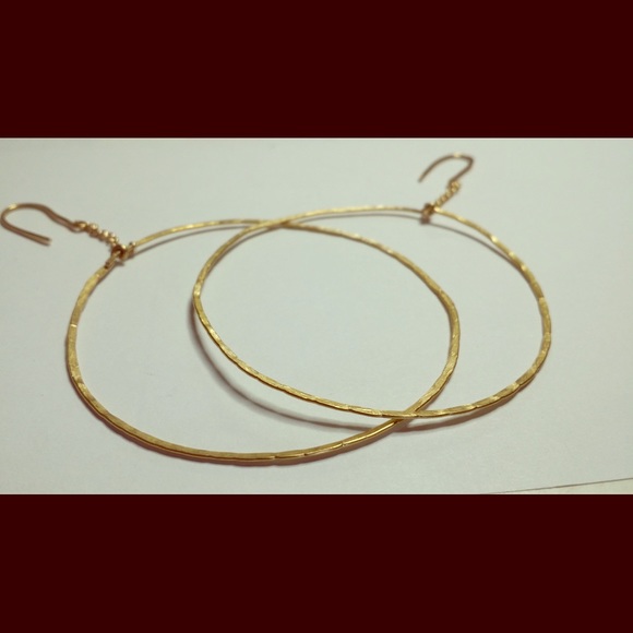 Hand Hammered Gold Hoop Earrings - Picture 1 of 2